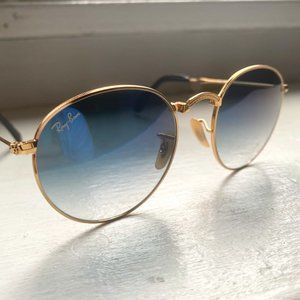 NEW Ray Ban Foldable Blue and Gold Gradient Aviators with Case